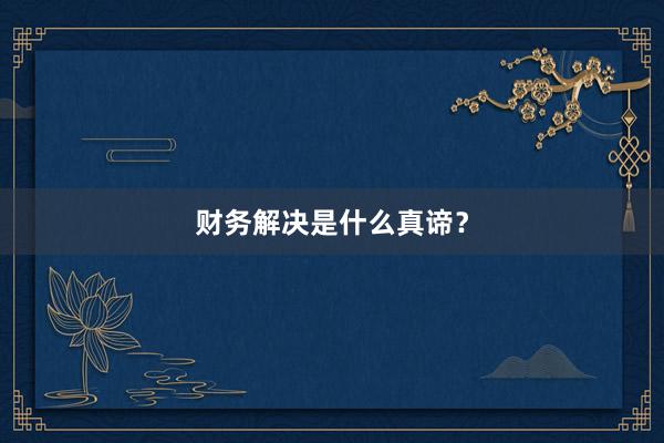 财务解决是什么真谛？